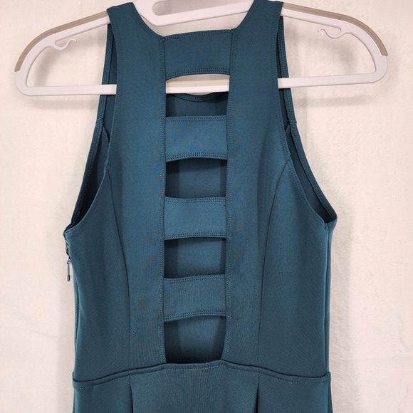Abercrombie & Fitch Teal Green Fit & Flare Scuba Mini Dress Size XS Cutout Back - Picture 8 of 9